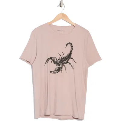 John Varvatos Scorpion Raw Edge Organic Cotton Graphic T-shirt In Dried Petal
