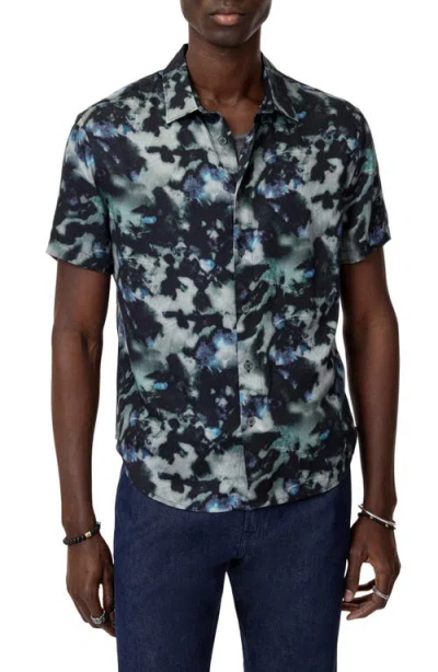 John Varvatos Sean Abstract Woodland Print Short Sleeve Modal Button-up Shirt