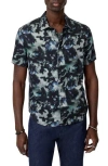 John Varvatos Sean Abstract Woodland Print Short Sleeve Modal Button-up Shirt In Multi