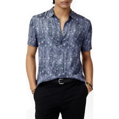 John Varvatos Sean Short Sleeve Button-up Shirt In Blue Smoke