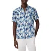 John Varvatos Sean Short Sleeve Button-up Shirt In Fountain Heather