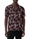 John Varvatos Sean Short Sleeve Button-up Shirt In Plum