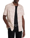 John Varvatos Sean Short Sleeve Button-up Shirt In Cranberry