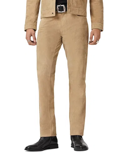 John Varvatos Seth Embossed Suede Slim Fit 5-pocket Trousers In Brown