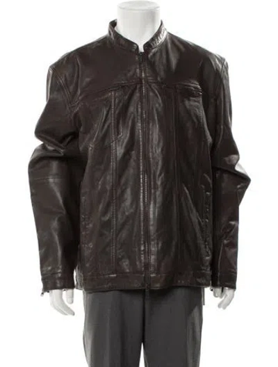 Pre-owned John Varvatos Shearling Moto Jacket W/ Tags In Gray