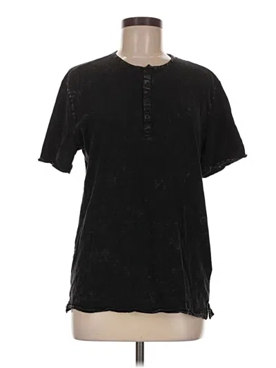Pre-owned John Varvatos Short Sleeve Henley Shirt In Black