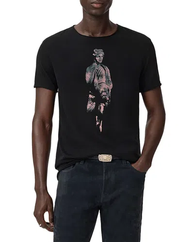 John Varvatos Sculpture Raw Edge Cotton Graphic T-shirt In Black