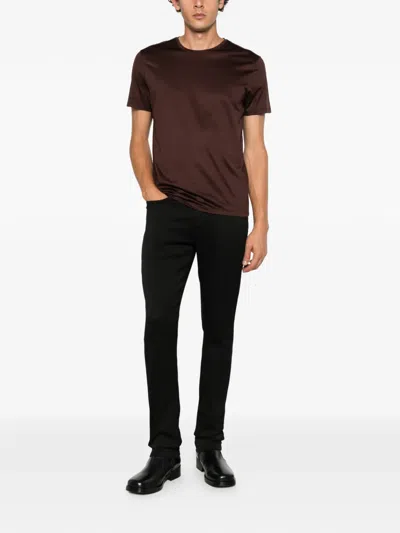 John Varvatos Short-sleeve Crew-neck T-shirt In Brown