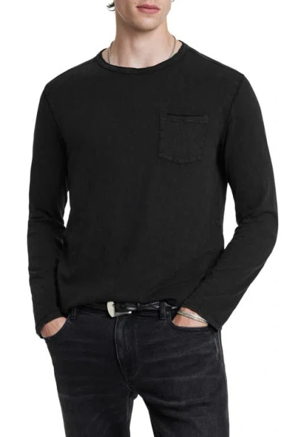 John Varvatos Sid Raw Edge Organic Cotton Long Sleeve T-shirt In Black