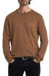 John Varvatos Sid Raw Edge Organic Cotton Long Sleeve T-shirt In Brown