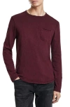 John Varvatos Sid Raw Edge Organic Cotton Long Sleeve T-shirt In Dark Plum