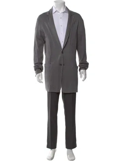 Pre-owned John Varvatos Silk Collar Cardigan In Gray
