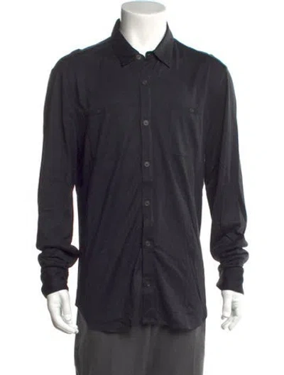 Pre-owned John Varvatos Silk Collar Pullover In Grey