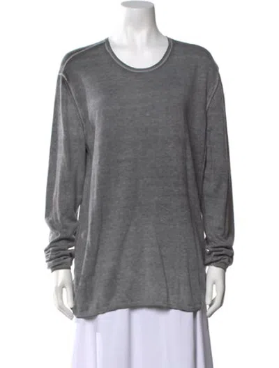 Pre-owned John Varvatos Silk Crew Neck Sweater In Grey