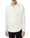 John Varvatos Pleated Front Silk Button-up Shirt In White