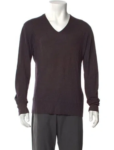 Pre-owned John Varvatos Silk V-neck Pullover In Burgundy