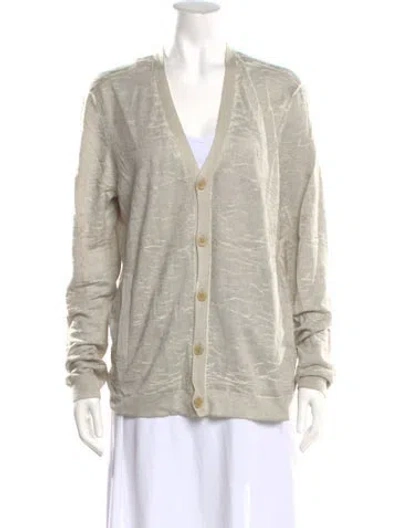 Pre-owned John Varvatos Silk V-neck Sweater W/ Tags In Neutral