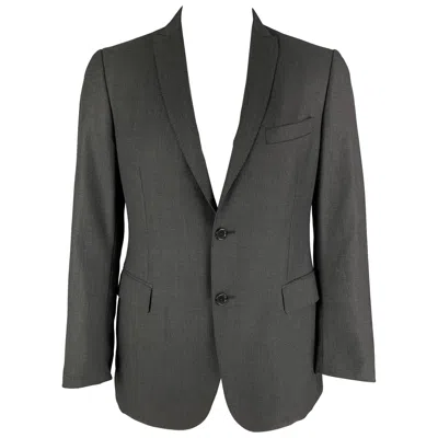 Pre-owned John Varvatos Size 42 Charcoal Wool Peak Lapel Sport Coat In Black