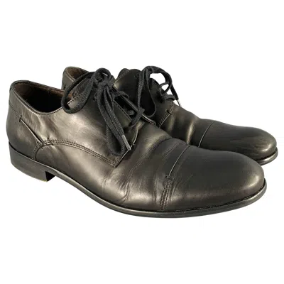 Pre-owned John Varvatos Size 9.5 Black Leather Derby Lace-up Shoes