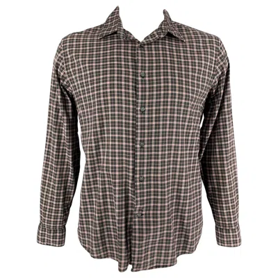 Pre-owned John Varvatos Size L Black Red Plaid Cotton Long Sleeve Shirt