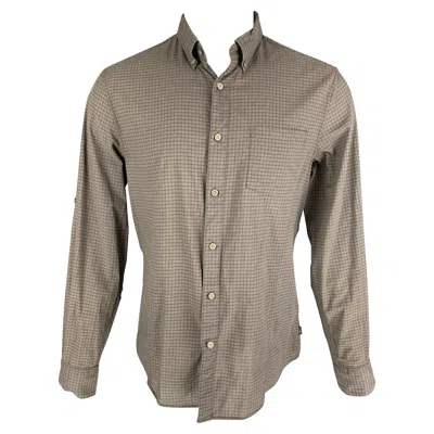 Pre-owned John Varvatos Size M Brown Checkered Cotton Long Sleeve Shirt