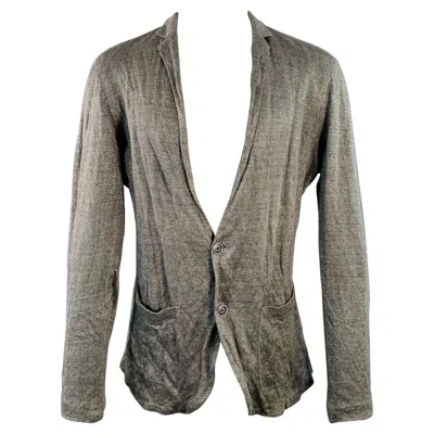 Pre-owned John Varvatos Size M Grey Charcoal Heather Linen Cotton Metallic Cardigan In Gray