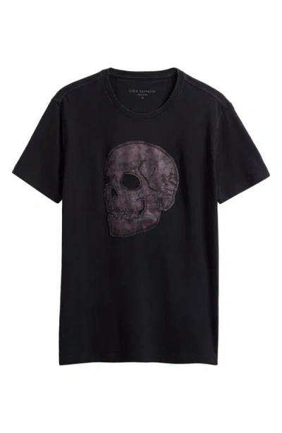 John Varvatos Skull Appliqué Organic Cotton T-shirt In Black