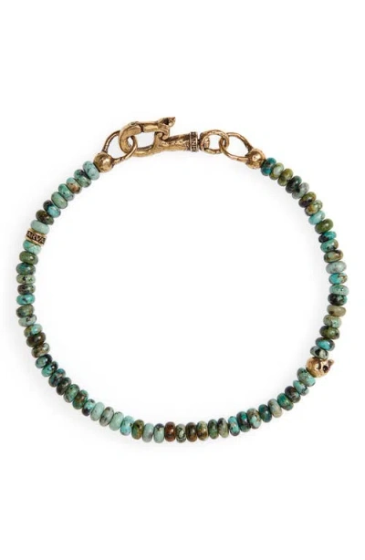 John Varvatos Skull Bead Bracelet In Blue/green