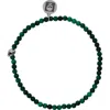 John Varvatos Skull Malachite Beaded Stretch Bracelet In Green/silver
