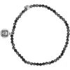 John Varvatos Skull Obsidian Beaded Stretch Bracelet In Black/silver