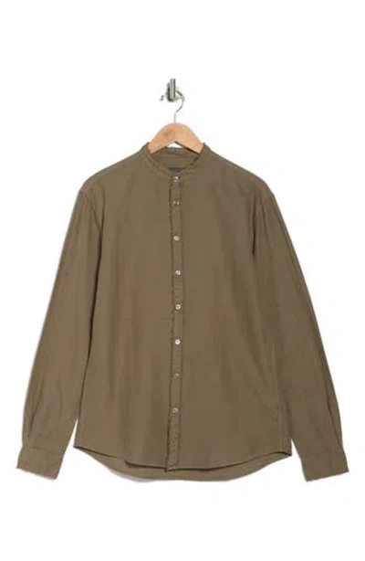 John Varvatos Slim Fit Band Collar Stretch Button-up Shirt In Brown