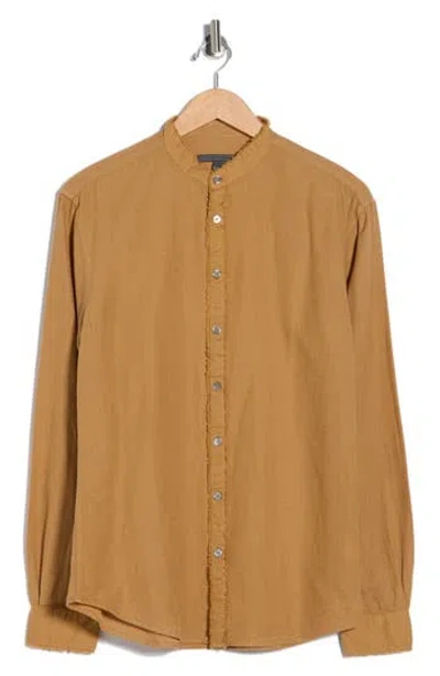 John Varvatos Slim Fit Band Collar Stretch Button-up Shirt In Gold