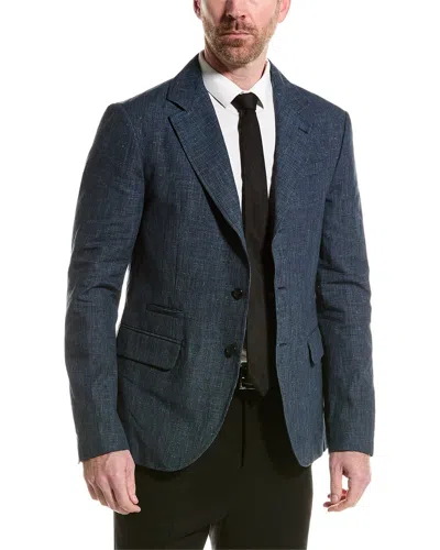 John Varvatos Slim Fit Linen-blend Jacket In Blue