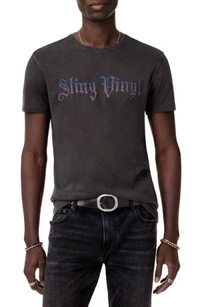 John Varvatos Sling Vinyl Embroidered Organic Cotton T-shirt In Charcoal