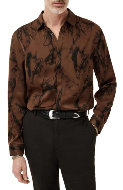 John Varvatos Smoke Print Button-up Shirt In Brown