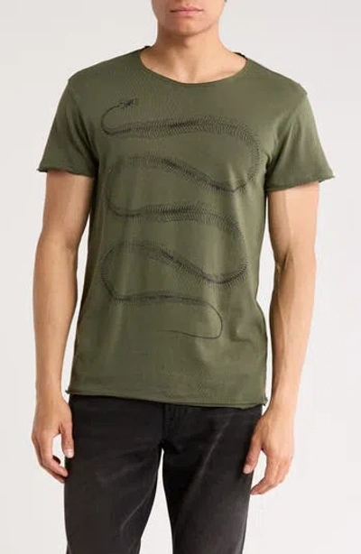 John Varvatos Snake Skeleton Organic Cotton Graphic T-shirt In Tarp Green
