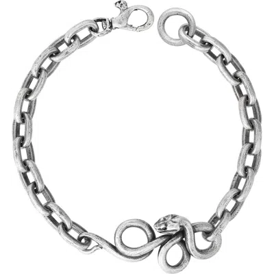John Varvatos Snakeskin Sterling Silver Black Diamond Bracelet