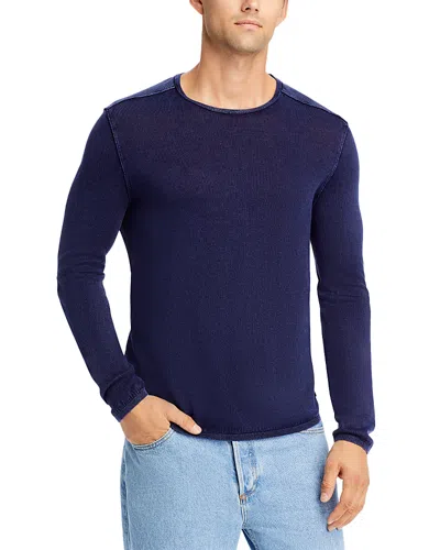 John Varvatos Star Usa Acid-wash Crewneck Sweater In Deep Blue