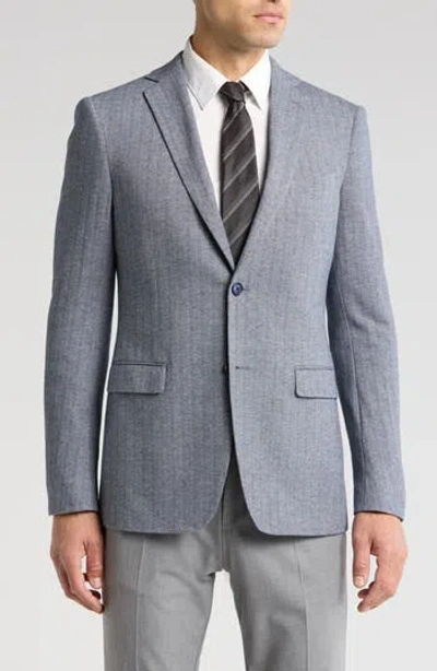 John Varvatos Star Usa Herringbone Cotton Blend Sport Coat In Blue/white