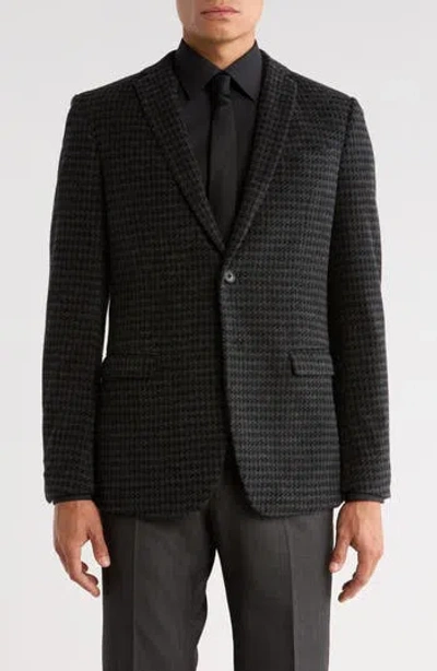 John Varvatos Star Usa Houndstooth Cotton Blend Two-button Sport Coat In Black