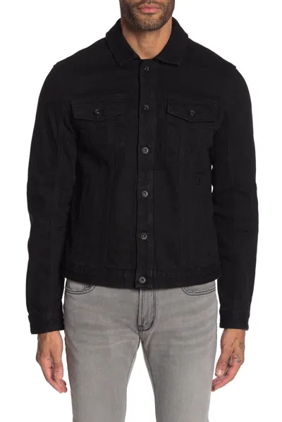 Pre-owned John Varvatos Star Usa Men's Black Denim Trucker Jacket Msrp $348