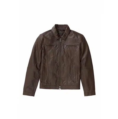 Pre-owned John Varvatos Star Usa Men's Leather Trucker Jacket Msrp $698 In Brown