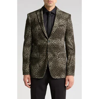 John Varvatos Star Usa Micro Leopard Cotton Sport Coat In Brown Multi