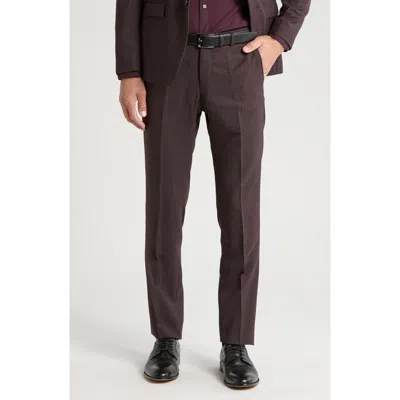 John Varvatos Star Usa Micro Wool Blend Pants In Burgundy