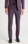John Varvatos Street Flat Front Slim Fit Suit Pants In Burgundy