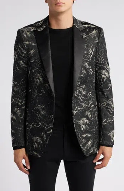 John Varvatos Star Usa Patterned Peaked Lapel Dinner Jacket In Gray