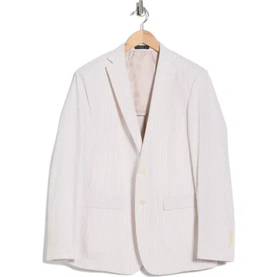 John Varvatos Star Usa Pinstripe Notch Lapel Stretch Cotton Blazer In White