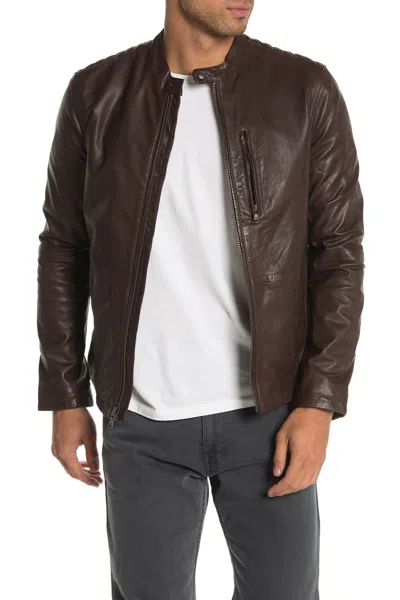 Pre-owned John Varvatos Star Usa Racer Sheep Leather Jacket Nds Rv$698 In Brown