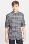 John Varvatos Star Usa Slim Fit Plaid Sport Shirt In Gray