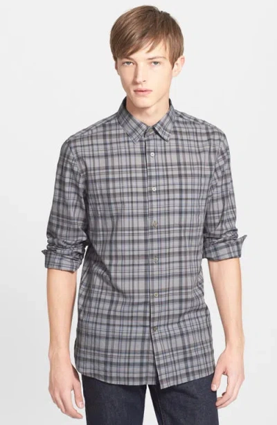 John Varvatos Star Usa Slim Fit Plaid Sport Shirt In Gray